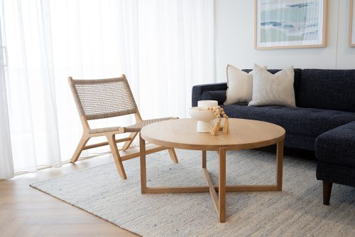 washed grey accent chair