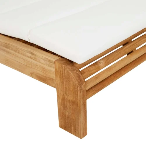 white cushion teak sunbed