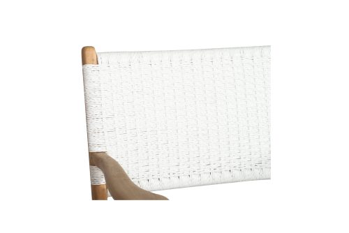 woven white armchair