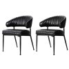 Artiss Dining Chairs Set of 2 Leather Hollow Armchair Black