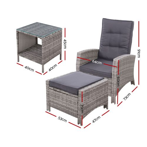 grey wicker recliner chairs