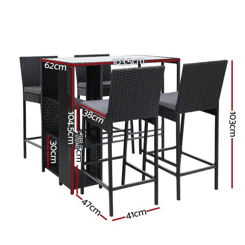5 piece patio bar set