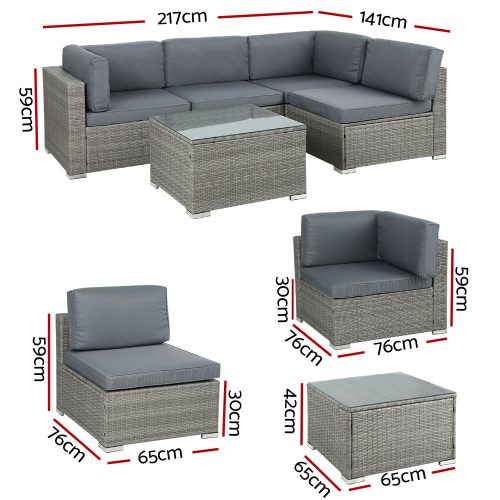 5-piece wicker lounge set