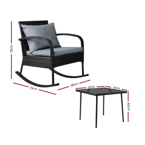 rocking bistro chair and table set