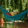 Outdoor undercover cotton Mayan Legacy hammock with hand crocheted tassels King Size Bondi