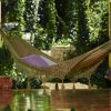 Outdoor undercover cotton Mayan Legacy hammock with hand crocheted tassels King Size Cedar