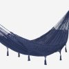 Outdoor undercover cotton Mayan Legacy hammock with hand crocheted tassels Queen Size Blue