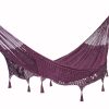 Outdoor undercover cotton Mayan Legacy hammock with hand crocheted tassels Queen Size Maroon