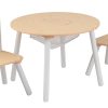 Round Table and 2 Chair Set for children (White Natural)