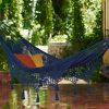 Outdoor undercover cotton Mayan Legacy hammock with hand crocheted tassels King Size Blue