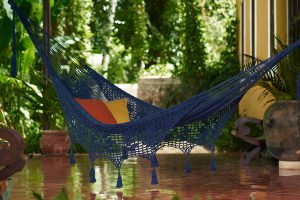 boho style blue hammock