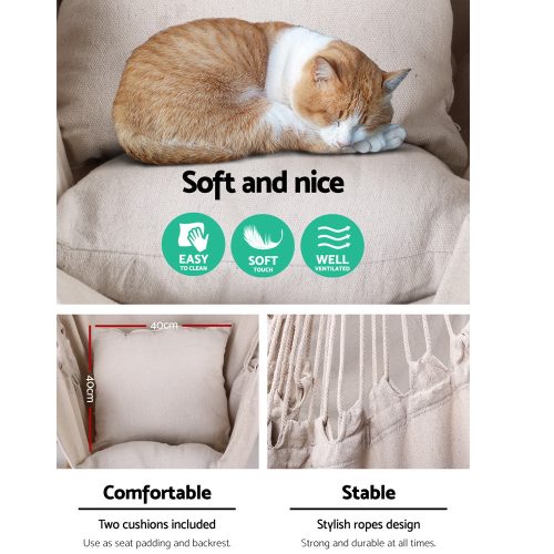 cream rope hammock chair