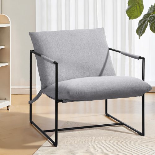 grey fabric lounge chair