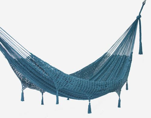 large Bondi blue hammock with tassels