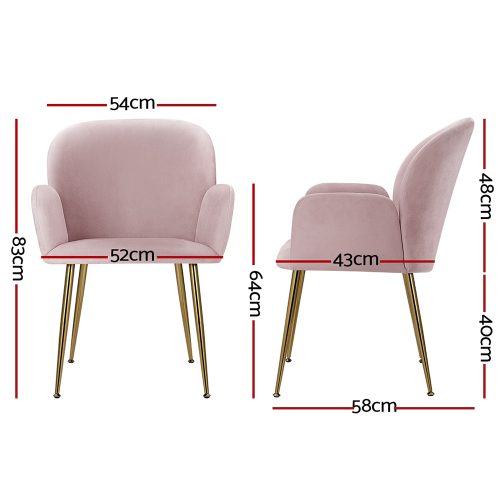 padded velvet chairs pink