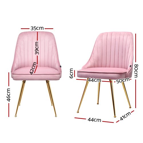 pink velvet dining chairs set