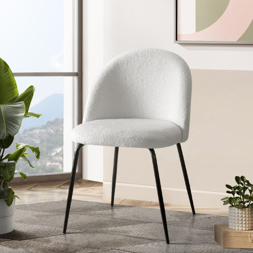 plush boucle dining chairs